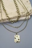 Burnished Gold JOSSLYN TEXTURE PENDANT LINK CHAIN LAYER NECKLACE