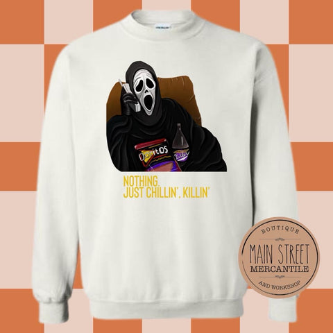 Nothing. Just chillin’ , killin’ Ghost face Graphic Top