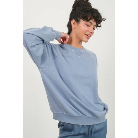 Long Sleeve Sweatshirt: GRAY BLUE