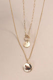 Gold DOUBLE LAYER CIRCLE DROP PENDANT NECKLACE