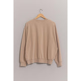 Drop Shoulders Crew Neck Sweatshirt: CREAM