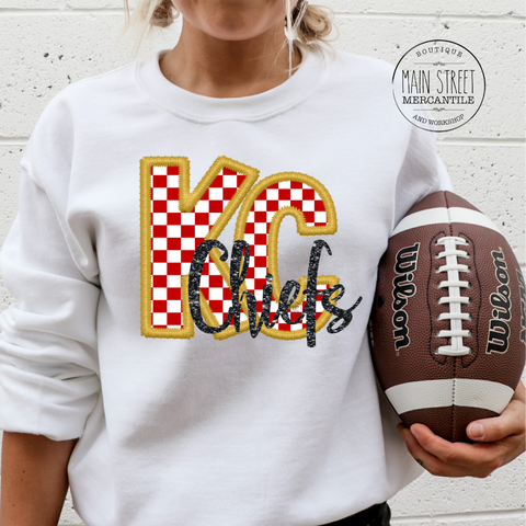 Faux Embroidered Kansas City Cheifs Graphic Top