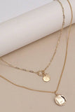 Gold DOUBLE LAYER CIRCLE DROP PENDANT NECKLACE