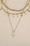 Gold CROSS CHARM MULTI LAYER NECKLACE