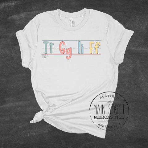 TGIF alphabet Teacher Graphic Tee -55