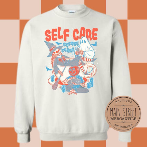 Self care before scare Halloween characters Graphic Top