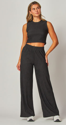 Crinkle Texture 2 Piece Cropped Tank Set