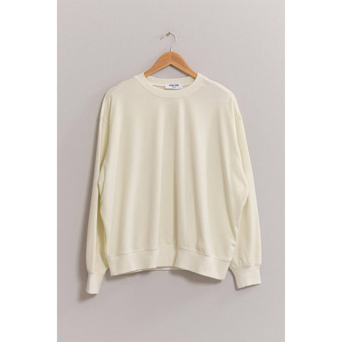 Drop Shoulders Crew Neck Sweatshirt: CREAM