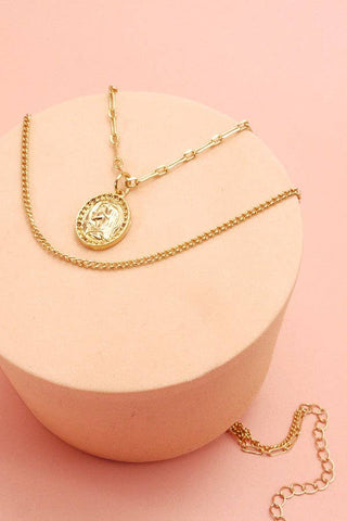 Gold JOSSLYN COIN LINK DOUBLE LAYER NECKLACE