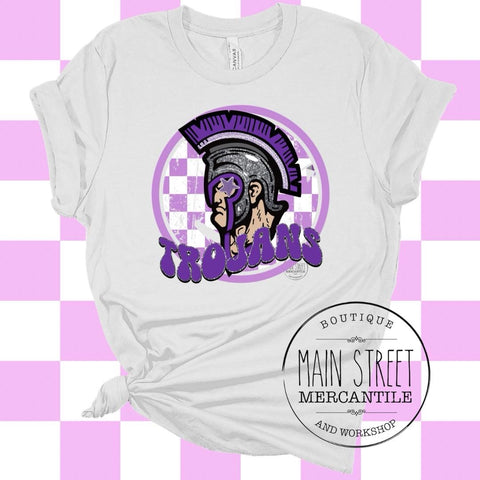 Trojan head purple Trojans graphic tee -11