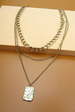 Burnished Gold JOSSLYN TEXTURE PENDANT LINK CHAIN LAYER NECKLACE