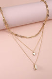 Gold JOSSLYN MULTI LAYER  OCEAN PUKA HEART NECKALCE