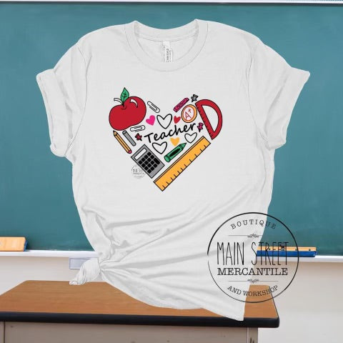 Teacher supplies heart Teacher Graphic Tee -36