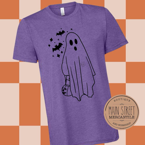 Ghost with trick or treat bucket Graphic Top