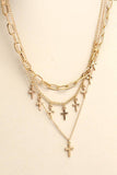 Gold CROSS CHARM MULTI LAYER NECKLACE