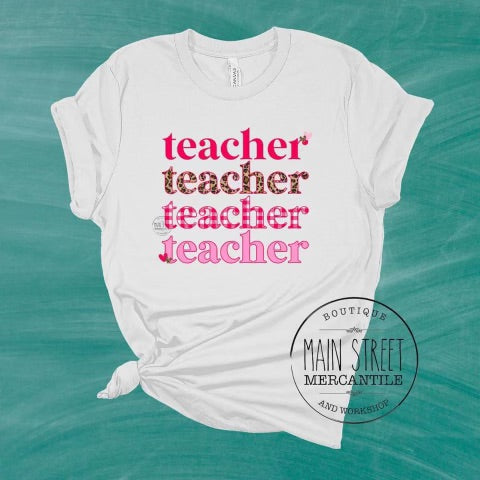 Pink Teacher Graphic Tee -40