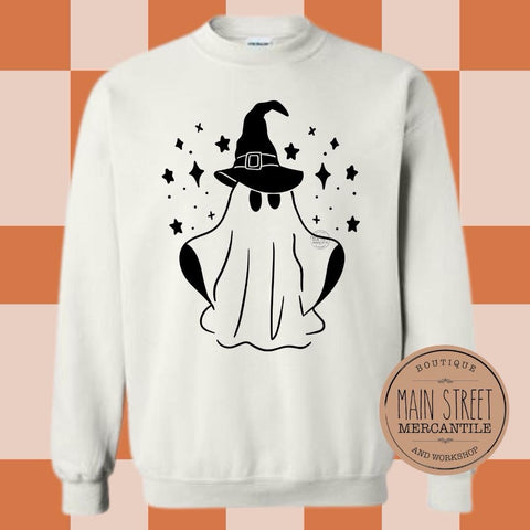 Ghost in witch hat Halloween Graphic Top