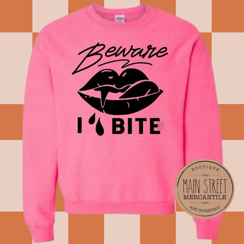 Vampire teeth beware I bite Graphic Top