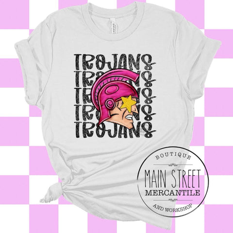 Pink Trojan head Trojans graphic tee -12