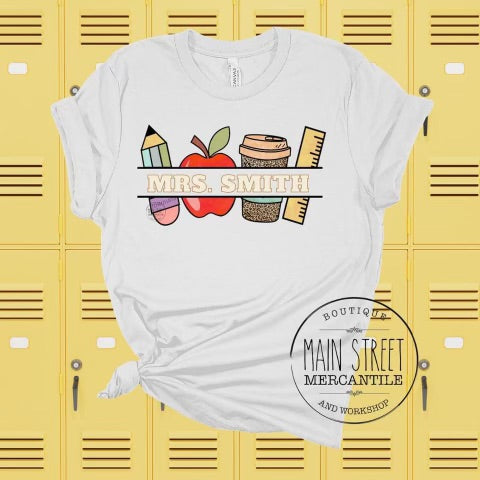 Custom name Teacher Graphic Tee -26