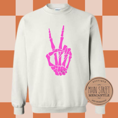 Skeleton hand peace sign Graphic Top