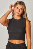 Crinkle Texture 2 Piece Cropped Tank Set