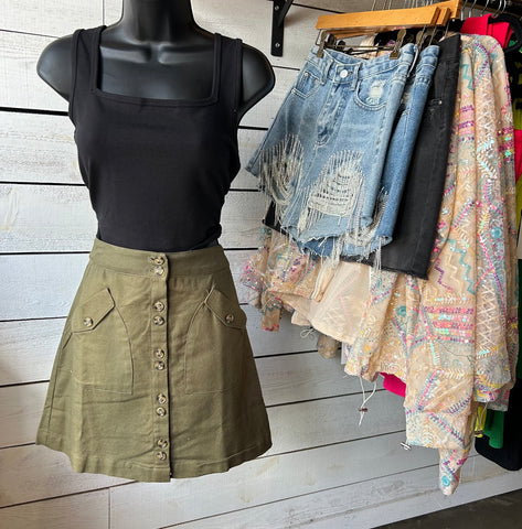 Olive Green button up skirt