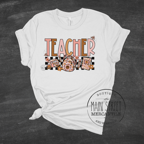 Teacher Neutral Checker Graphic Top