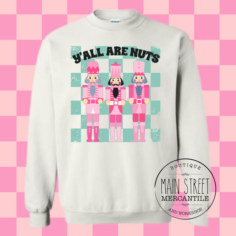 Y’all Are Nuts Checkered Christmas Graphic Top