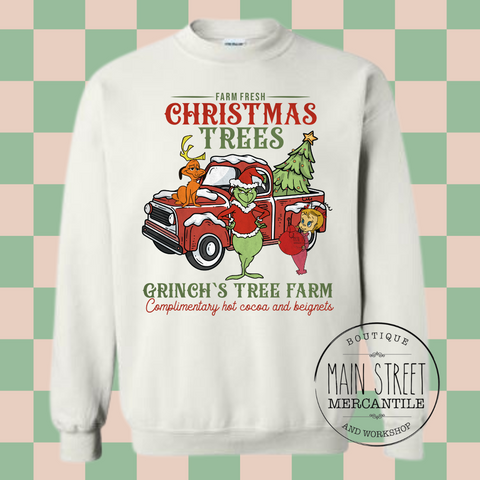 Green Guy Christmas Tree Farm Graphic Top