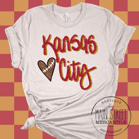 Football Heart KC Cheifs Graphic Top