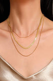 JOSSLYN by Wall to Wall - TITANIUM  STEEL NON-TARNISH LAYERED CHAIN NECKLACE | 40NK328: Gold