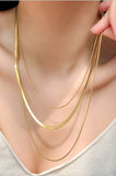 JOSSLYN by Wall to Wall - TITANIUM  STEEL NON-TARNISH LAYERED CHAIN NECKLACE | 40NK328: Gold