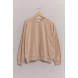 Drop Shoulders Crew Neck Sweatshirt: CREAM