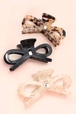 Black LARGE CUTE BOW RIBBON RHINESTONE HAIR CLAW CLIPS