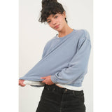 Drop Shoulders Crew Neck Sweatshirt: CREAM