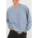 Drop Shoulders Crew Neck Sweatshirt: CREAM