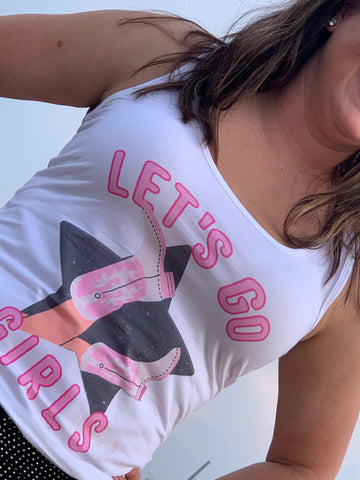 Let’s Go Girls Pink Boot Graphic Top