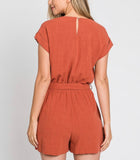 Cap Sleeve Linen Romper