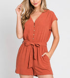 Cap Sleeve Linen Romper