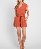 Cap Sleeve Linen Romper