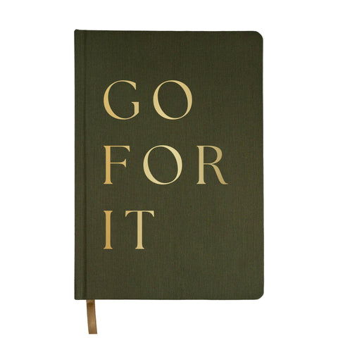 Sweet Water Decor - Go For It - Olive and Gold Foil Fabric Journal