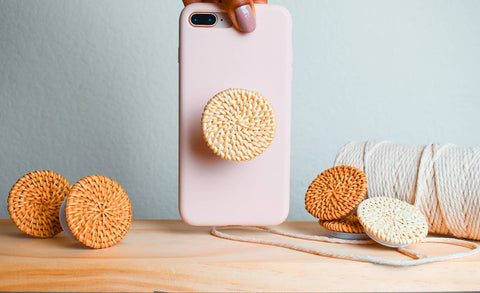 My Terracotta Home - Dark Rattan Phone Grip | Rattan Popsocket