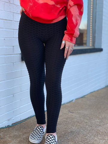 Textured Legging with Elastic Waist