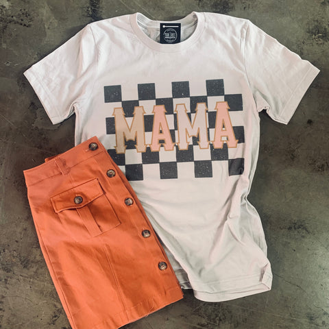 Checkered MAMA Graphic Top