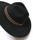 Wide Brim Hat with Matte Chain