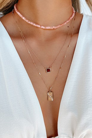 Pink And Gold Layered Necklace