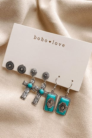 Turquoise Dangle And Stud Earrings