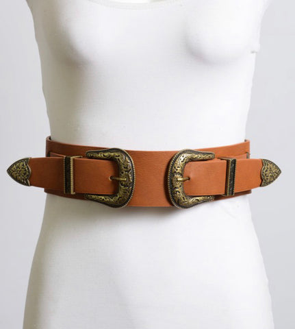 Camel Double Western Buckle Belt