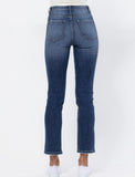 High Rise Slim Straight Leg distressed denim